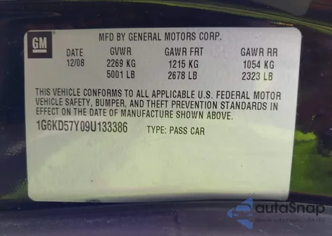 2009 Cadillac Dts 1Sa z USA, uszkodzony, nr VIN 1G6KD57Y09U133386